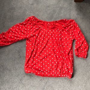 Red, and white polka dot, cotton shirt